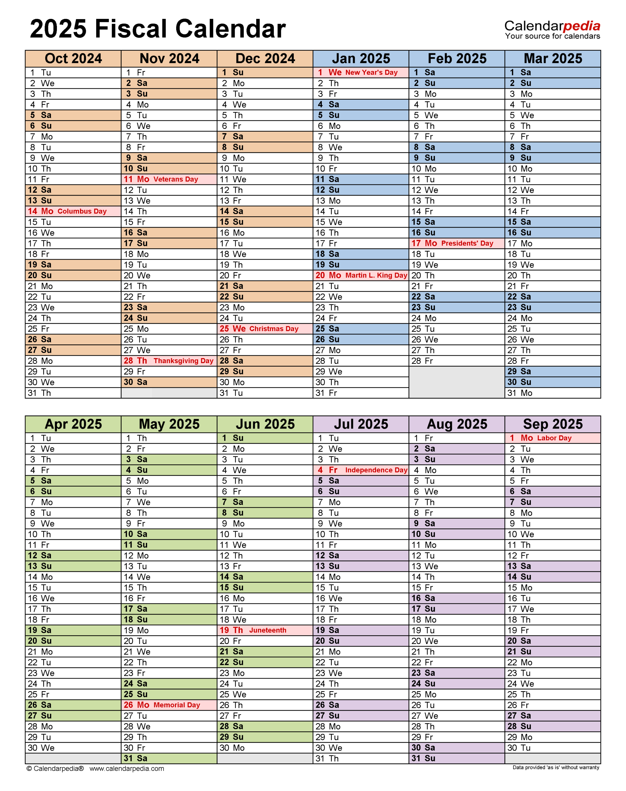 Fiscal Calendars 2025 - Free Printable Word Templates intended for Fiscal Year 2025 Calendar Printable