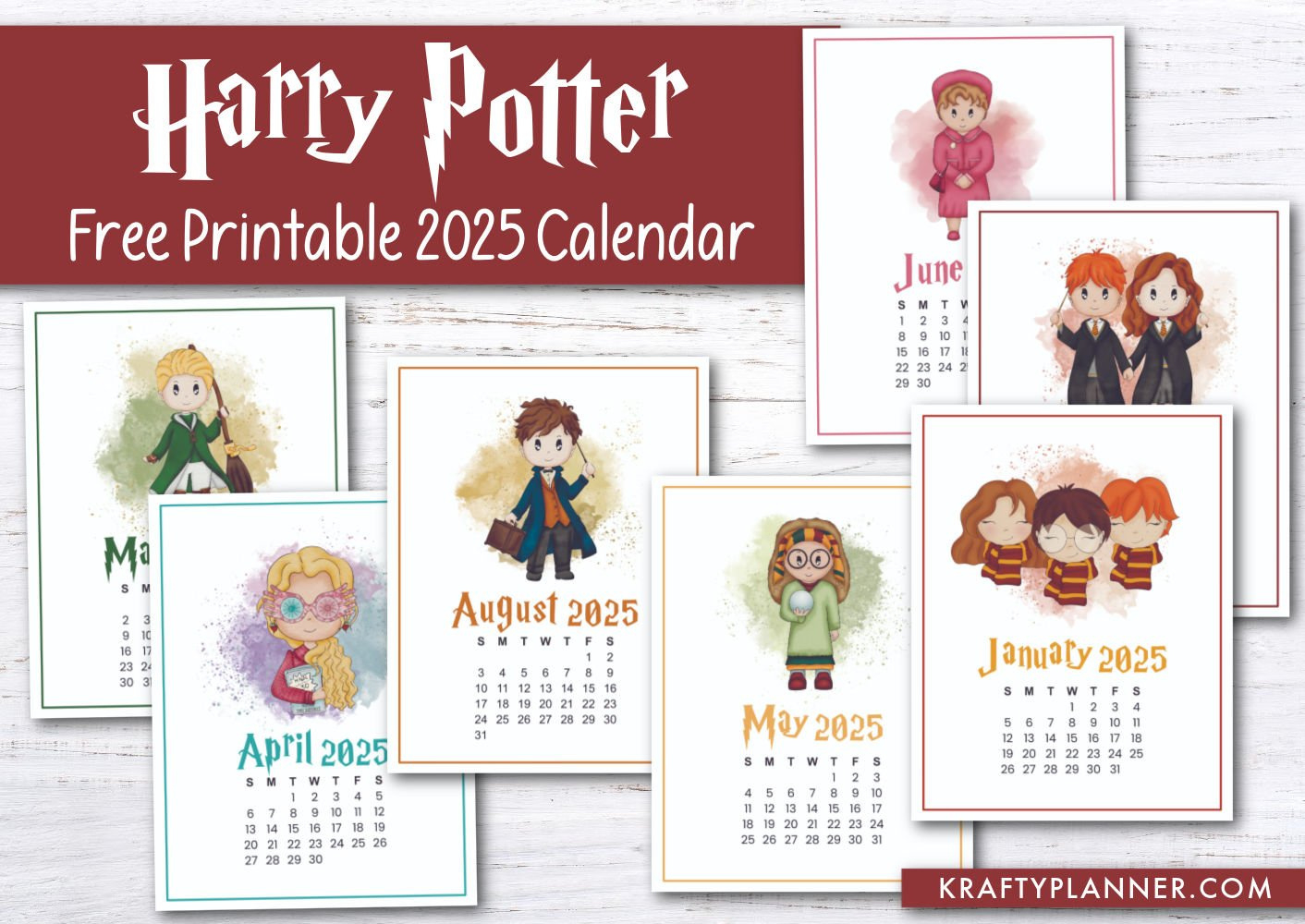 Free 2025 Harry Potter Wall Calendar — Krafty Planner for Printable Calendar 2025 Hp