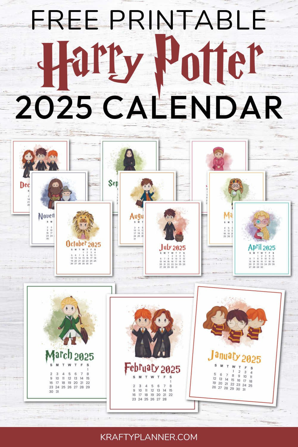 Free 2025 Harry Potter Wall Calendar — Krafty Planner regarding Harry Potter Printable Calendar 2025