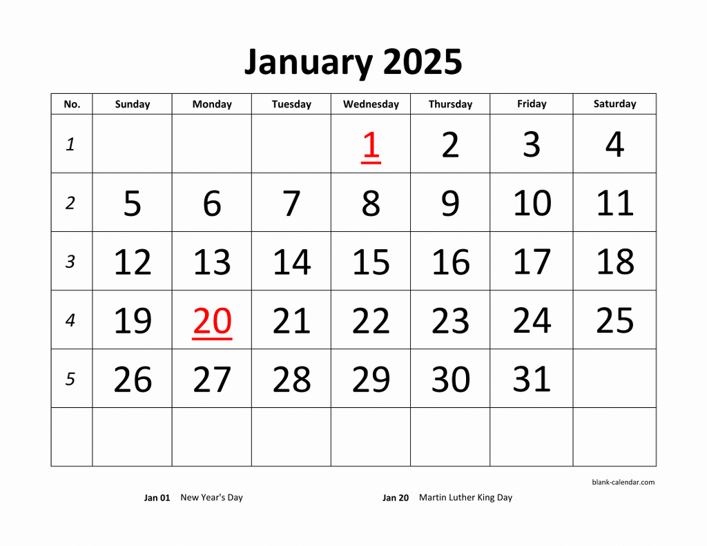 Free Download Printable Calendar 2025, Large Font Design inside Large 2025 Printable Calendar