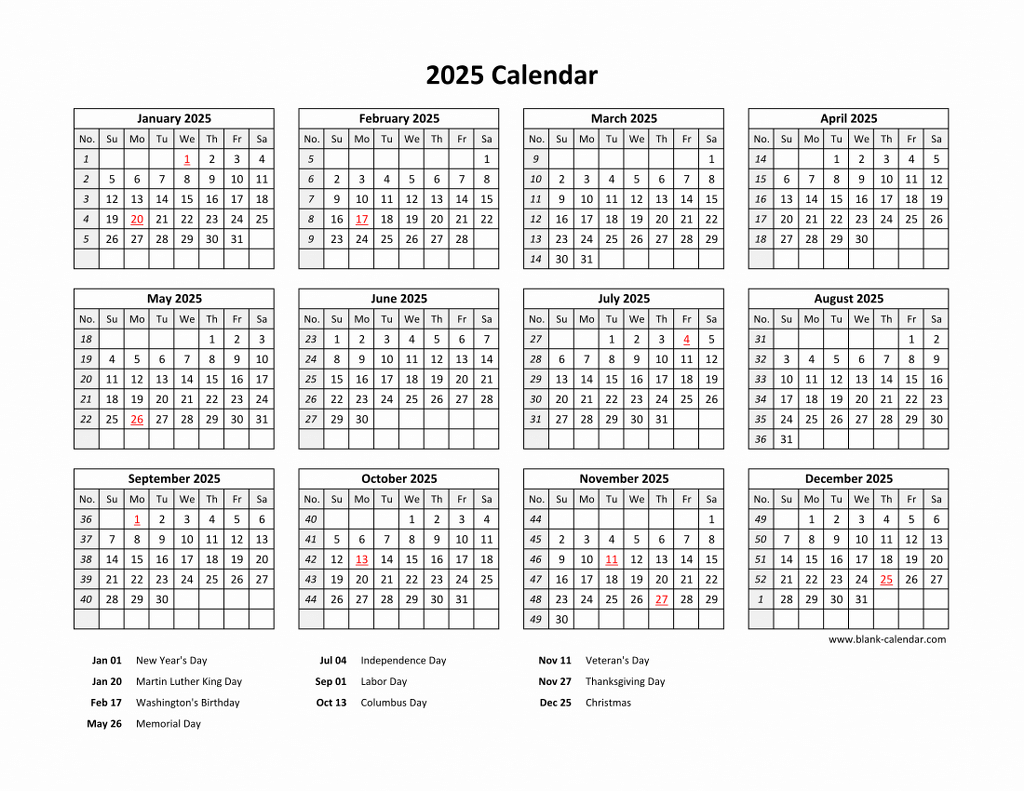 Free Download Printable Calendar 2025 With Us Federal Holidays for 2025 Calendar Federal Holidays Printable