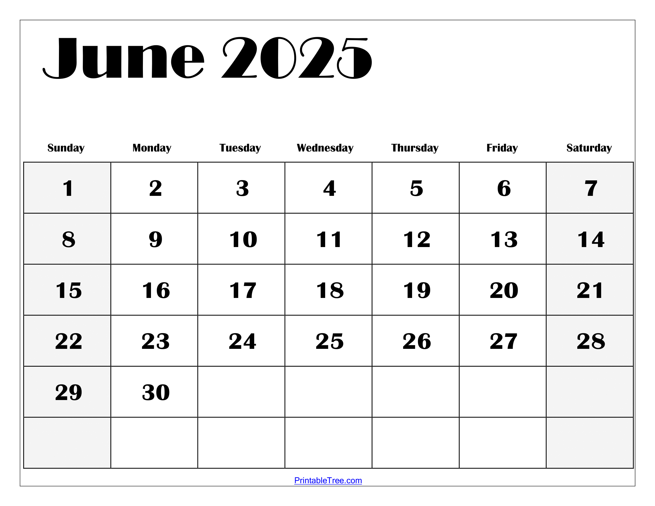 Calendar 2025 June Printable Printable Calendars