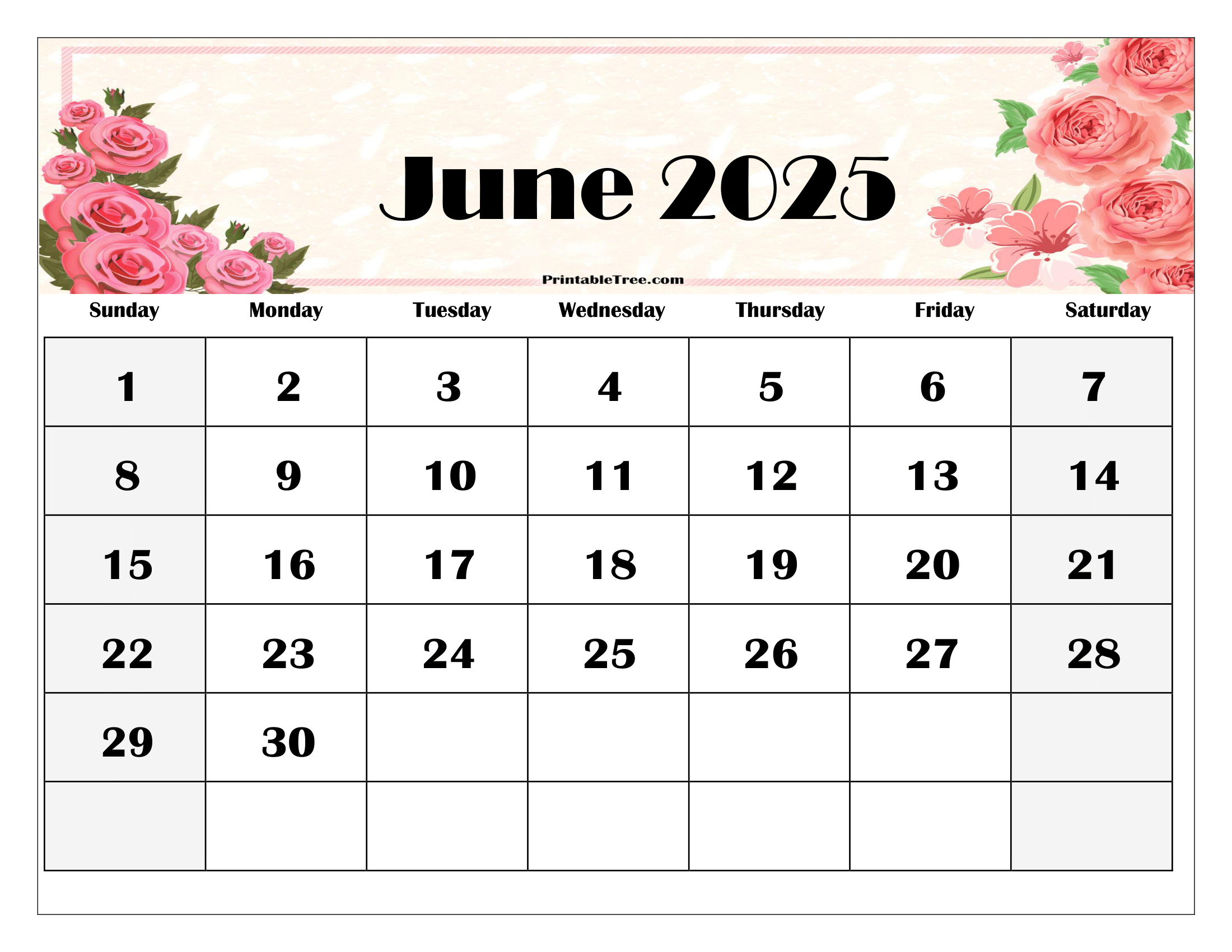 Free June 2025 Calendar Printable Pdf Template With Holidays throughout July 2025-June 2025 Calendar Printable