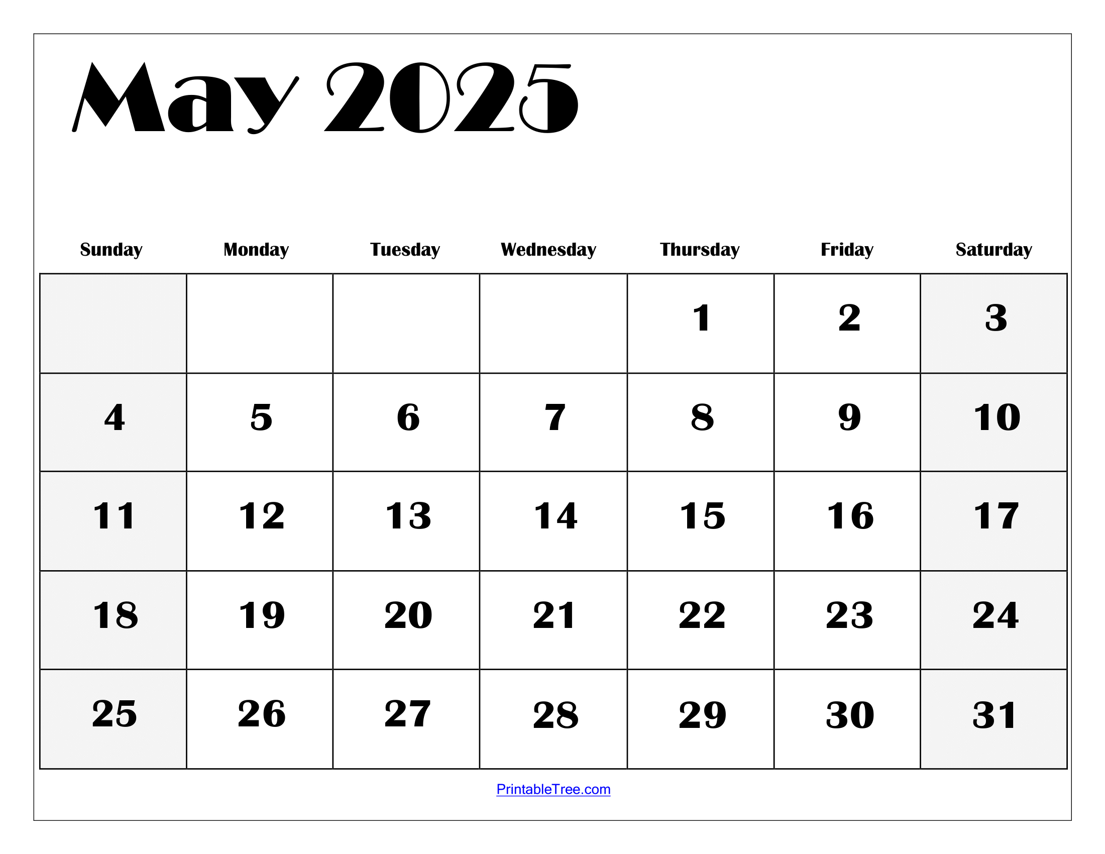 Free May 2025 Calendar Printable Pdf Template With Holidays in May 2025 Blank Calendar Printable Free