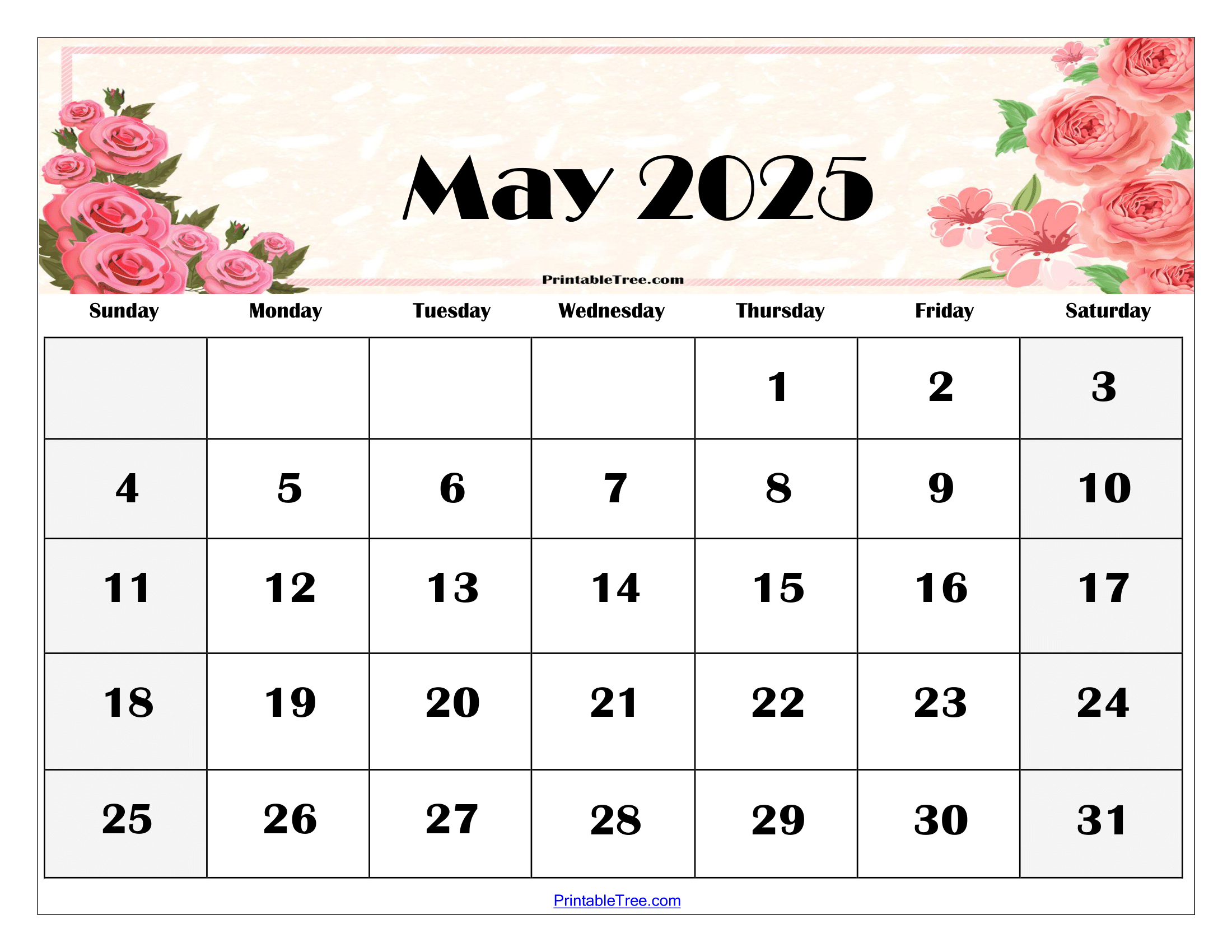 Free May 2025 Calendar Printable Pdf Template With Holidays in May 2025 Calendar with Holidays Printable Free