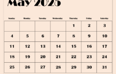 Free May 2025 Calendar Printable Pdf Template With Holidays with Blank Calendar May 2025 Printable