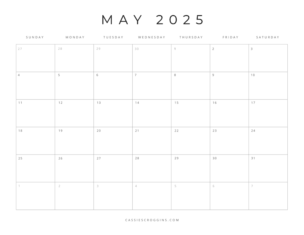 Free Printable 2025 Blank Calendar Templates (All 12 Months) for Free Blank 2025 Calendar Printable