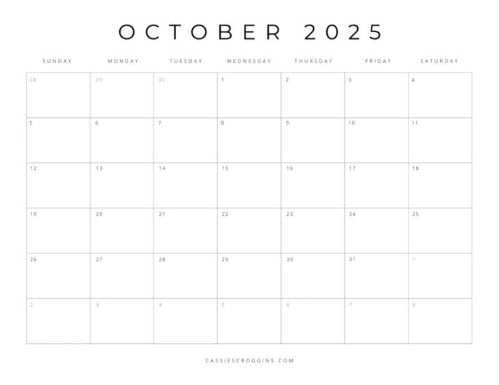 Free Printable Monthly Calendar 2025 with Holidays