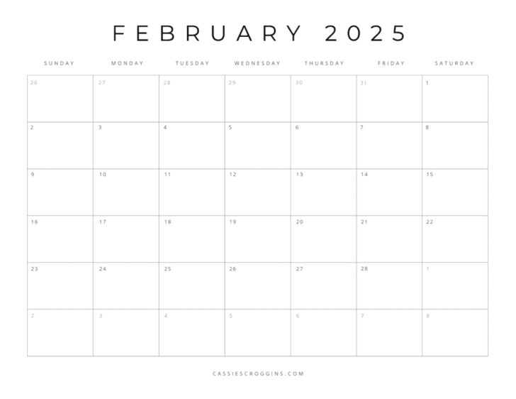 Printable 2025 Monthly Calendar with Holidays