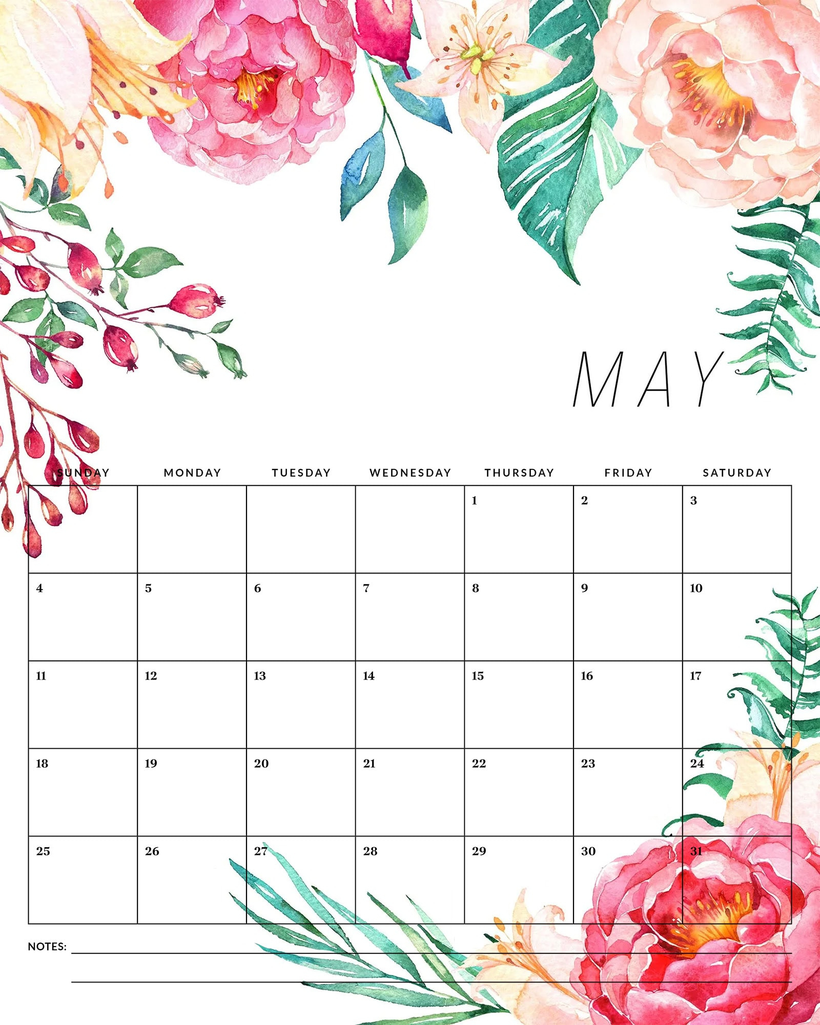 Free Printable 2025 Floral Calendar - The Cottage Market within Free Floral Printable Calendar 2025