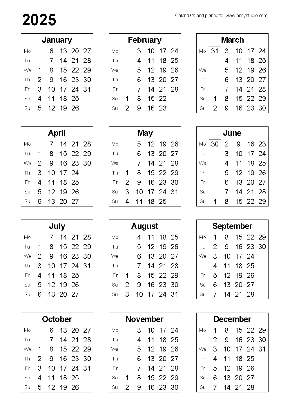 Free Printable Calendars And Planners 2025, 2026 And 2027 with Free Printable Wall Calendar 2025