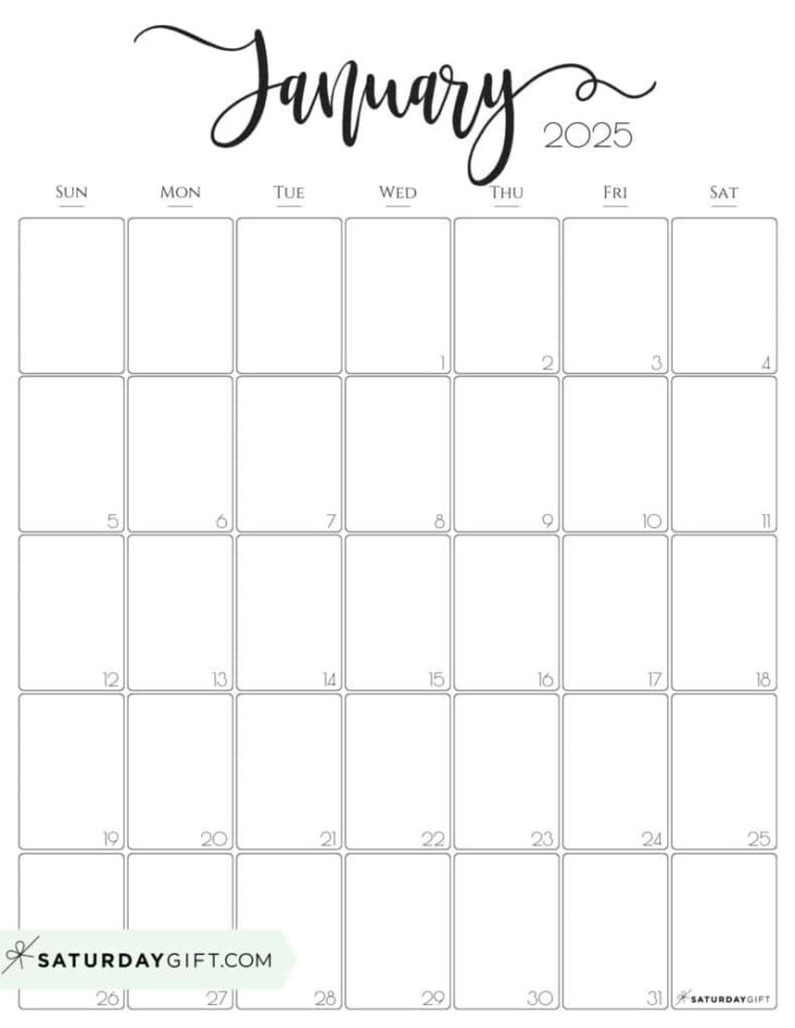 January Calendar 2025 Free Printable