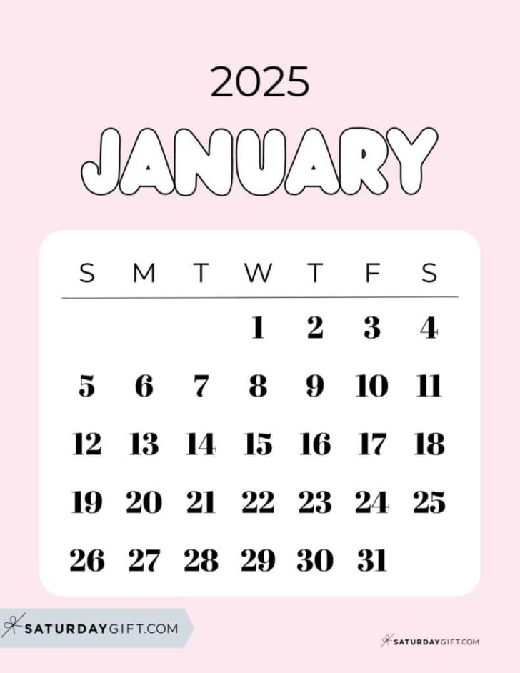 Cute January 2025 Calendar Printable