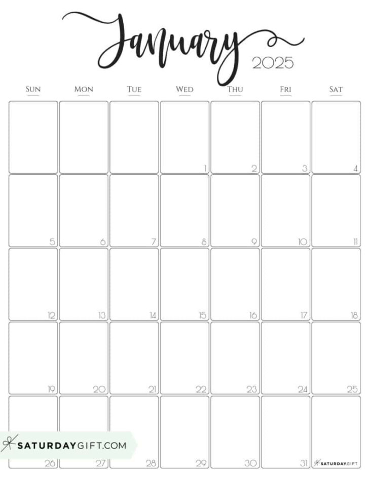 January 2025 Free Printable Calendar