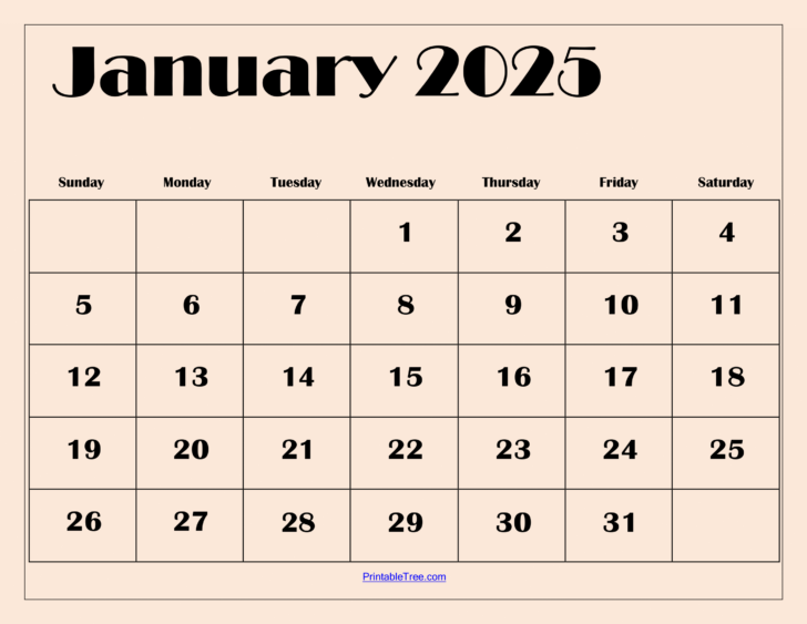 Free Printable Calendar 2025 January