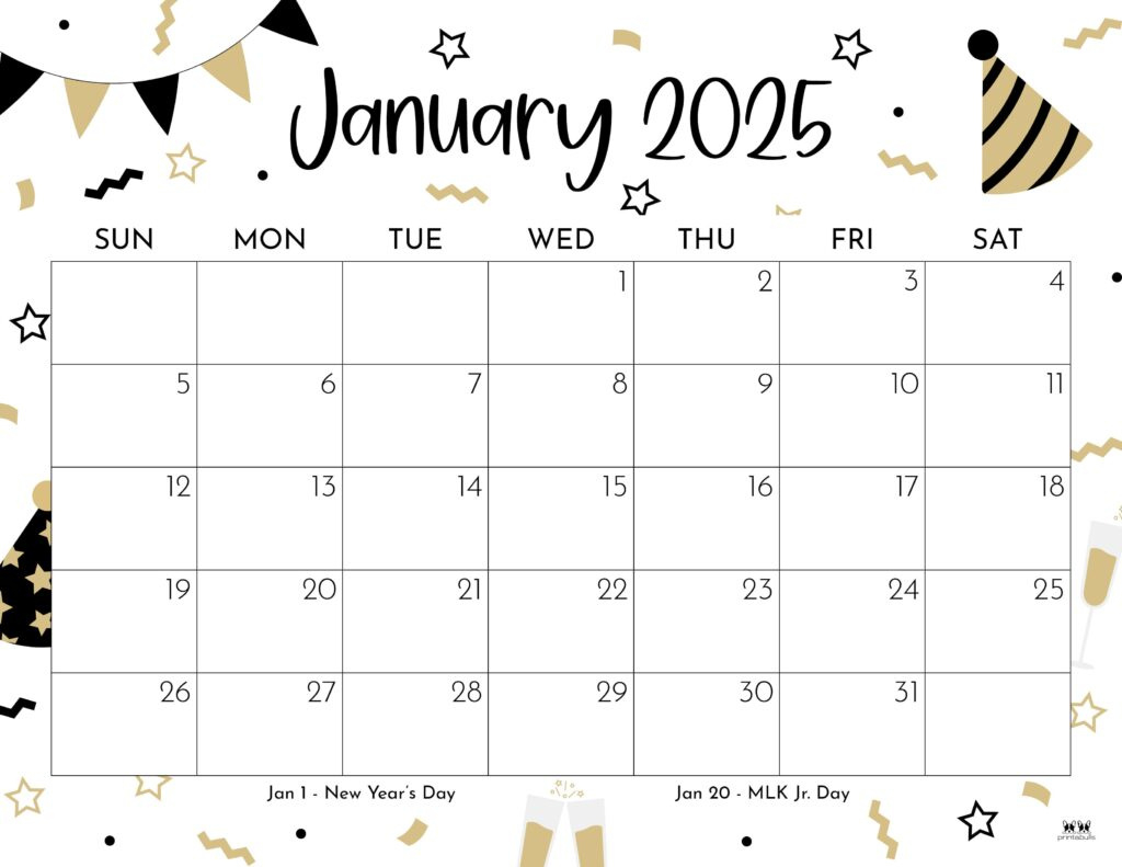 January 2025 Calendars - 107 Free Printables | Printabulls for Blank January 2025 Calendar Printable