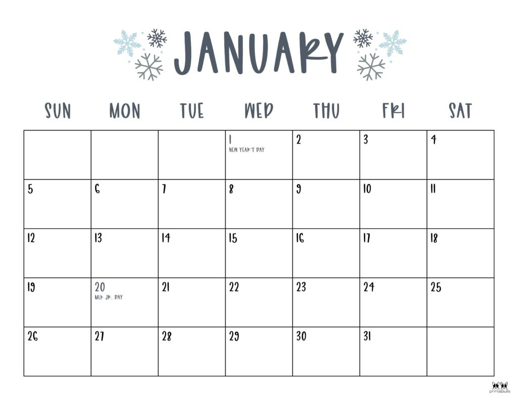 January 2025 Calendars - 107 Free Printables | Printabulls in Printable Calendar 2025 For Free