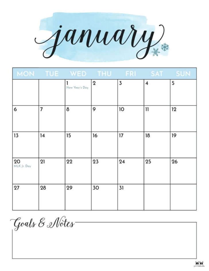 2025 Monthly Calendar Printable Cute