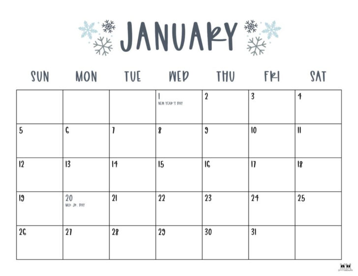 Printable Monthly 2025 Calendar with Holidays