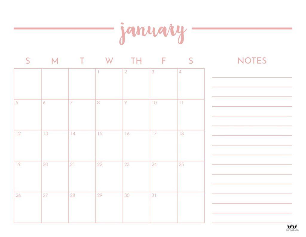 January 2025 Calendars - 107 Free Printables | Printabulls regarding Printable Monthly Calendar 2025 with Lines