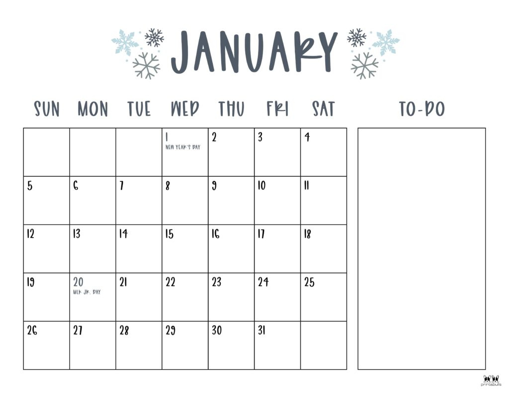 January 2025 Calendars - 107 Free Printables | Printabulls with Free Printable 2025 Calender