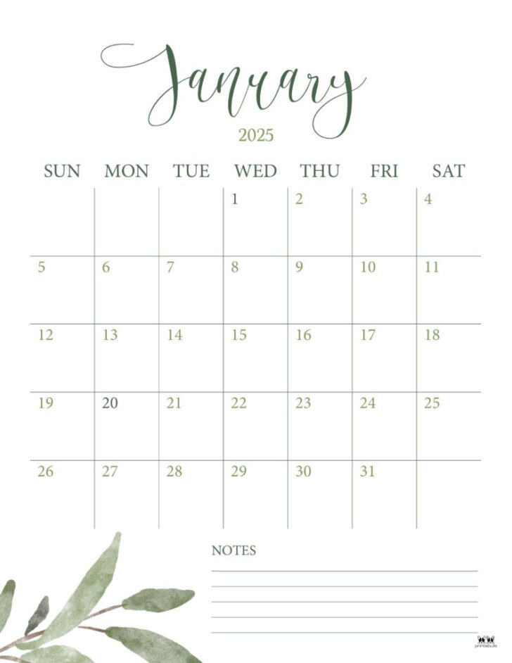 Blank Printable January 2025 Calendar