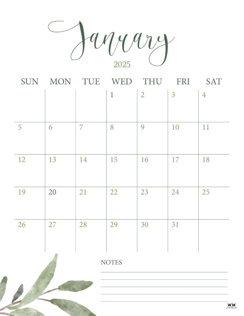 January 2025 Calendars - 107 Free Printables | Printabulls with regard to Blank Printable January 2025 Calendar