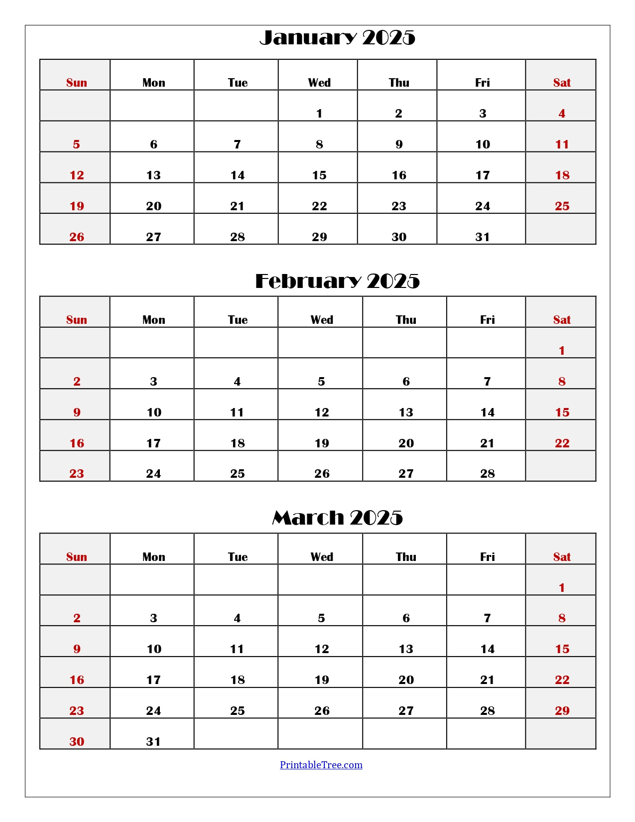 January And February 2025 Calendar | Two Months Calendar with Printable Calendar 2025 January February March