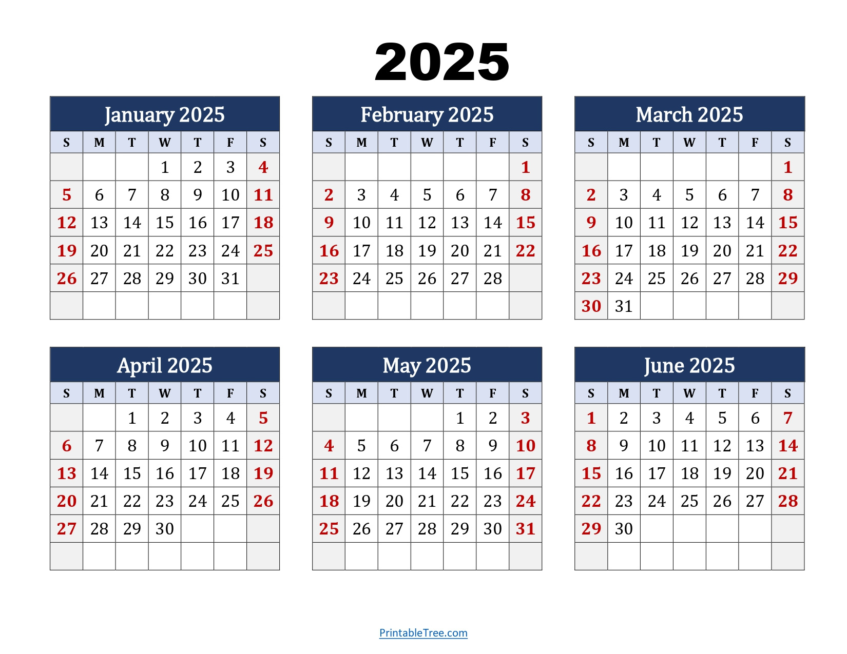 January To June 2025 Calendar Printable Pdf | Si Months Calendar with regard to January To June 2025 Calendar Printable