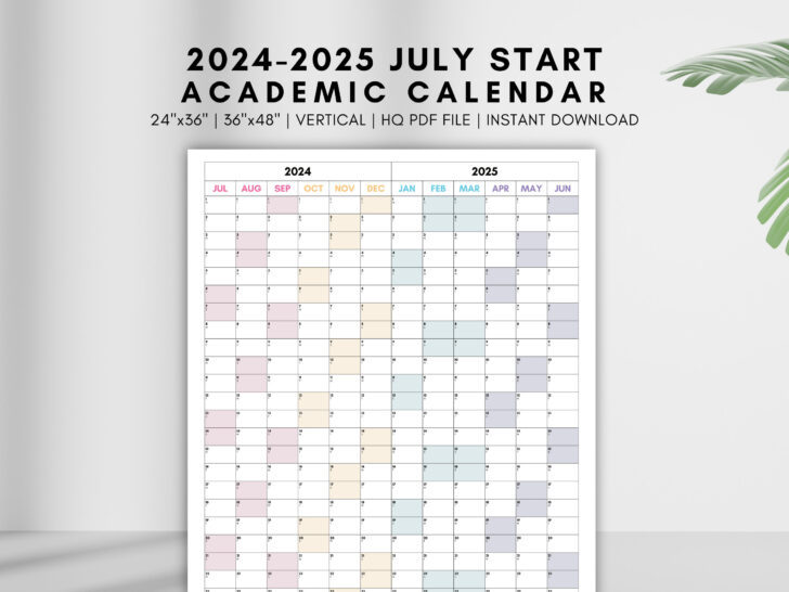 Printable Calendar July 2024 to June 2025