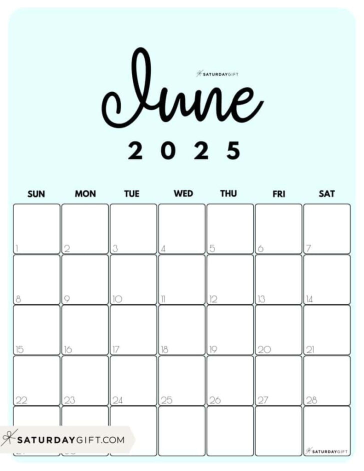 Cute June 2025 Calendar Printable