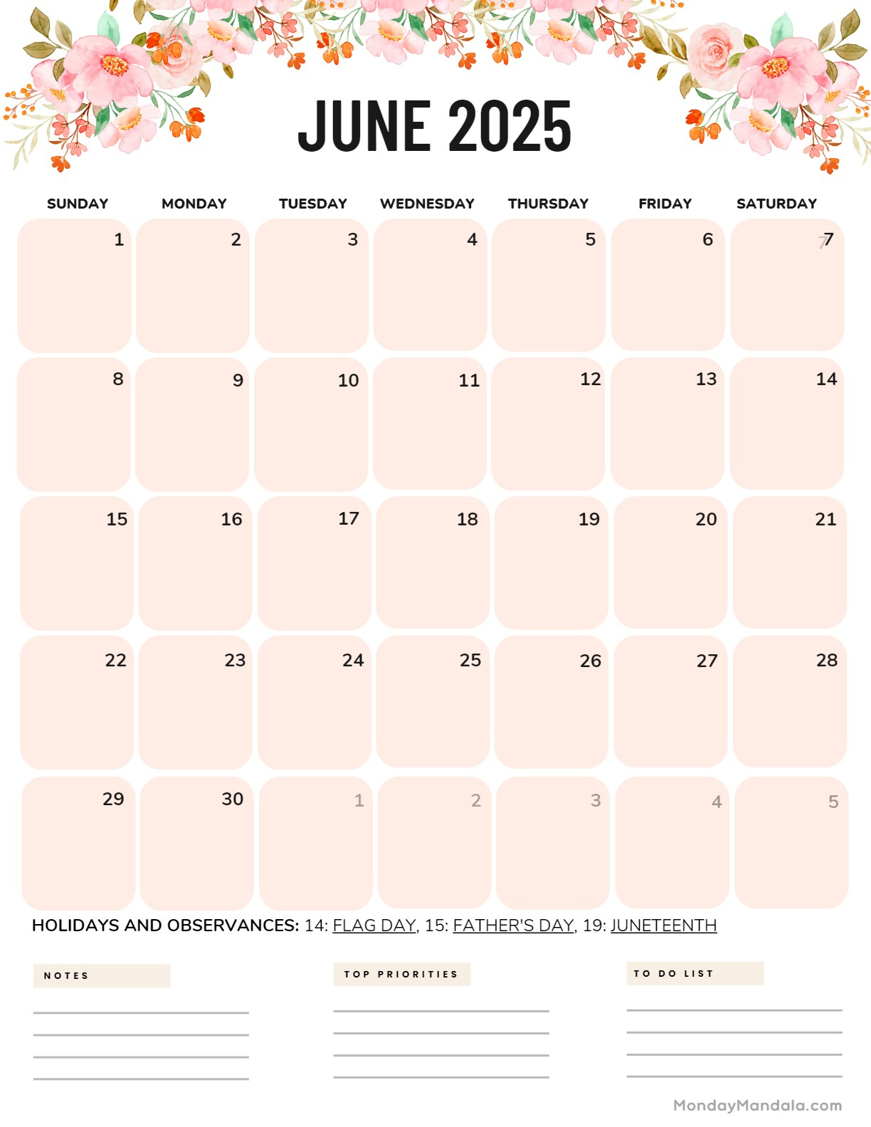 June 2025 Calendar (52 Free Pdf Printables) for Cute June 2025 Calendar Printable