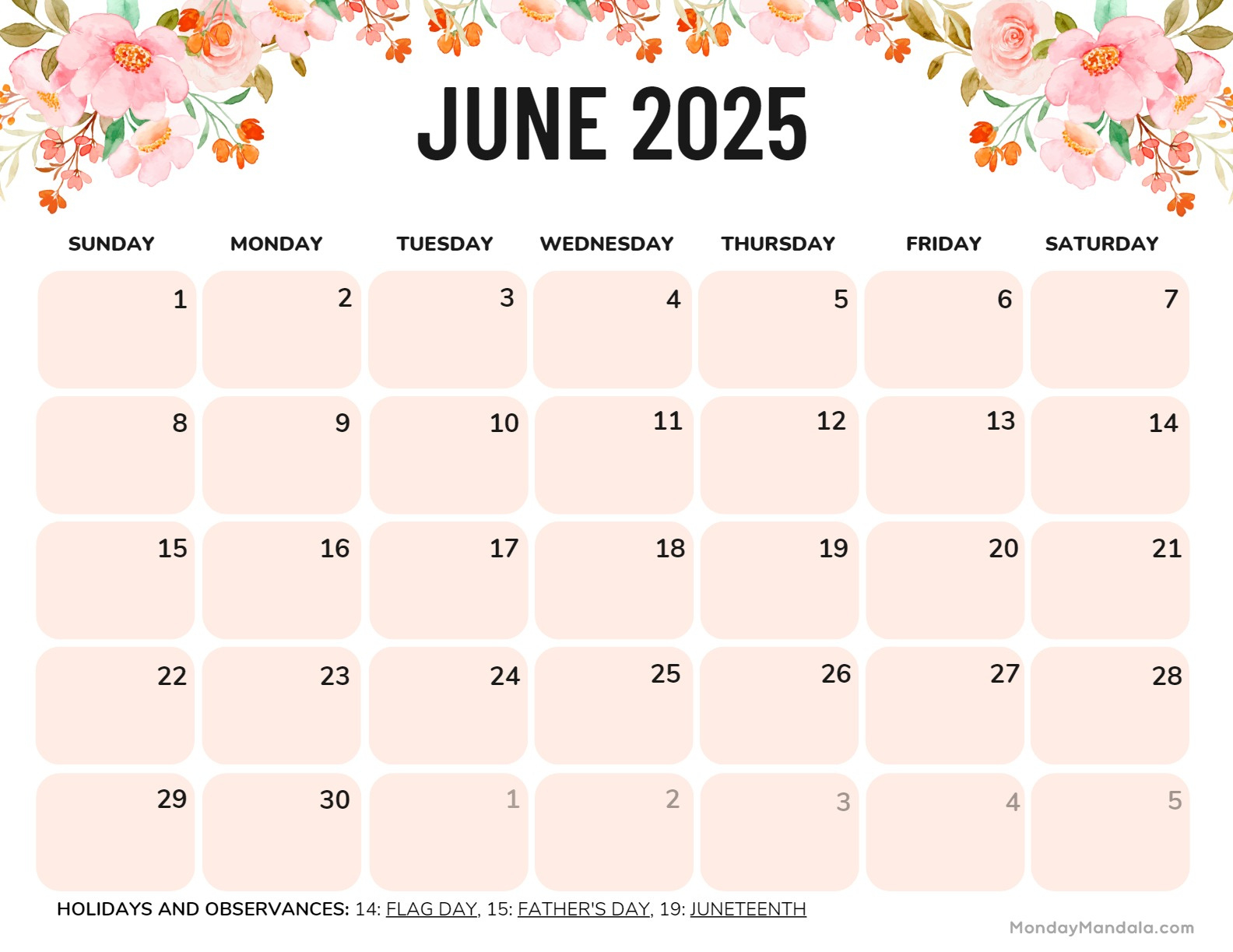 June 2025 Calendar (52 Free Pdf Printables) for Free Printable June 2025 Calendar