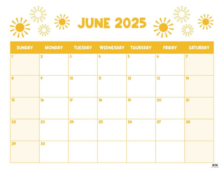 Blank June 2025 Calendar Printable