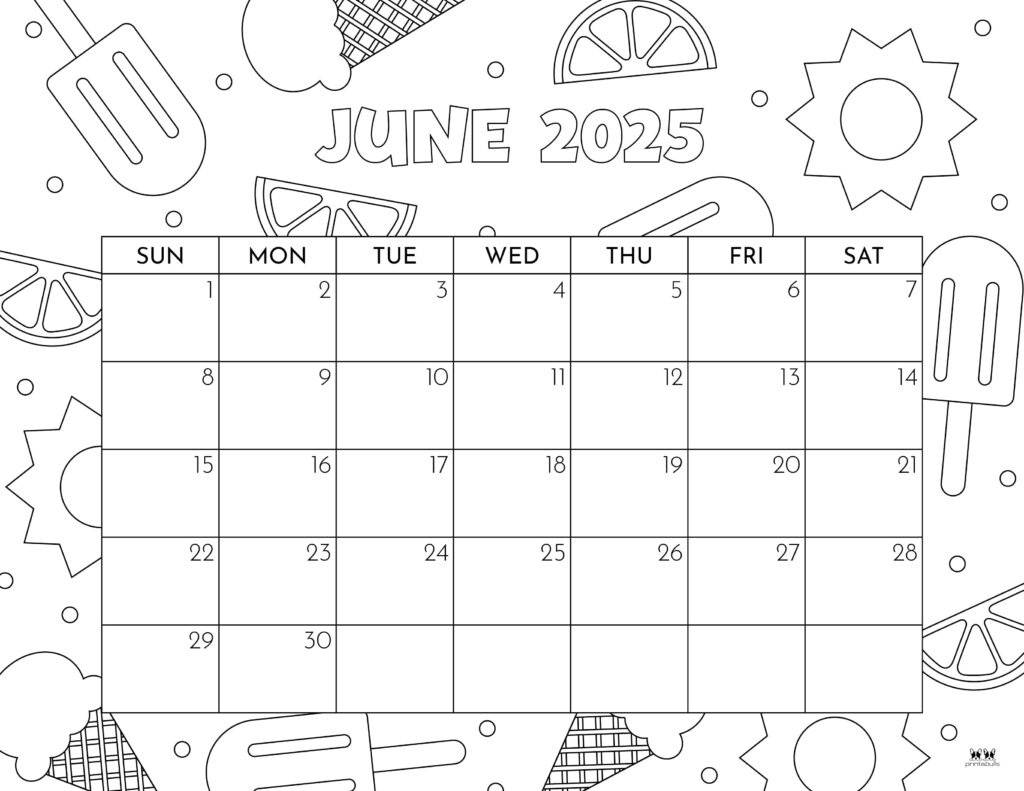 June 2025 Calendars - 107 Free Printables | Printabulls in Monthly Calendar Printable June 2025