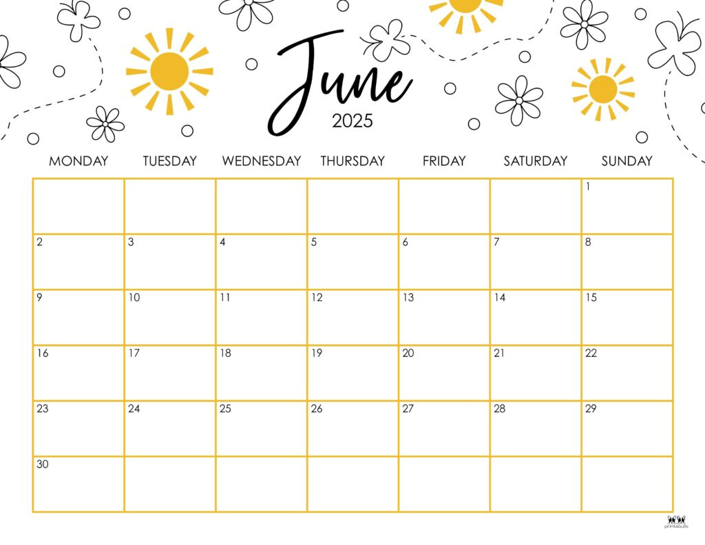 June 2025 Calendars - 107 Free Printables | Printabulls with Free Printable June Calendar 2025