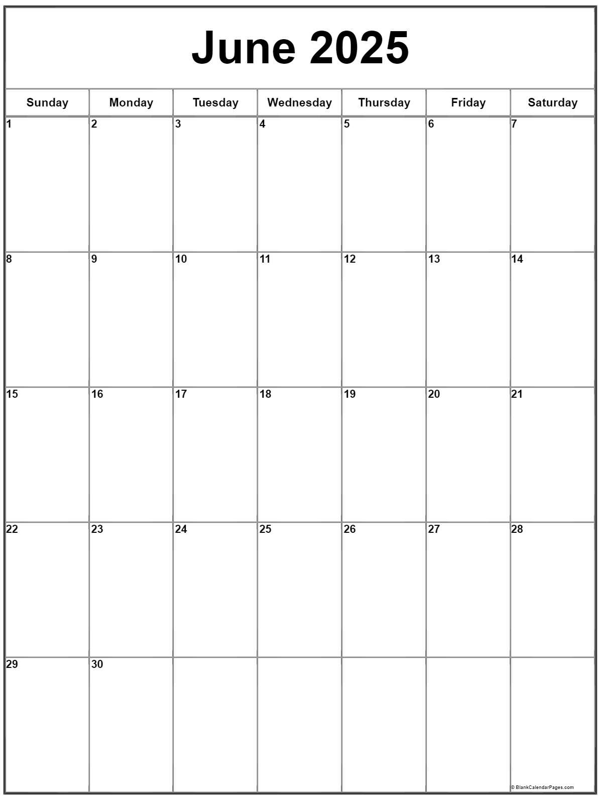 June 2025 Vertical Calendar | Portrait within June 2025 Calendar Printable Vertical