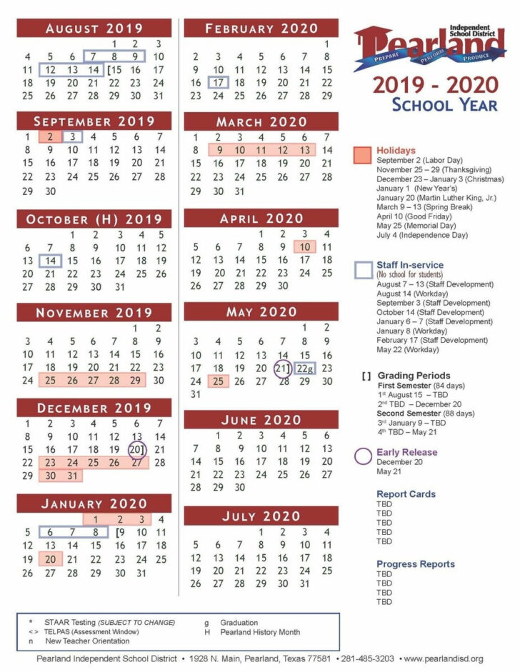 Pearland Isd Calendar 2024 – 2025 Printable