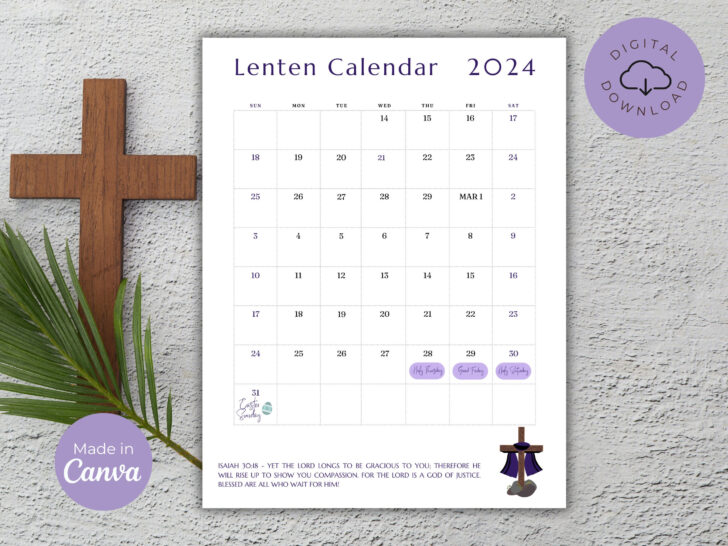 Lenten Calendar 2025 Printable