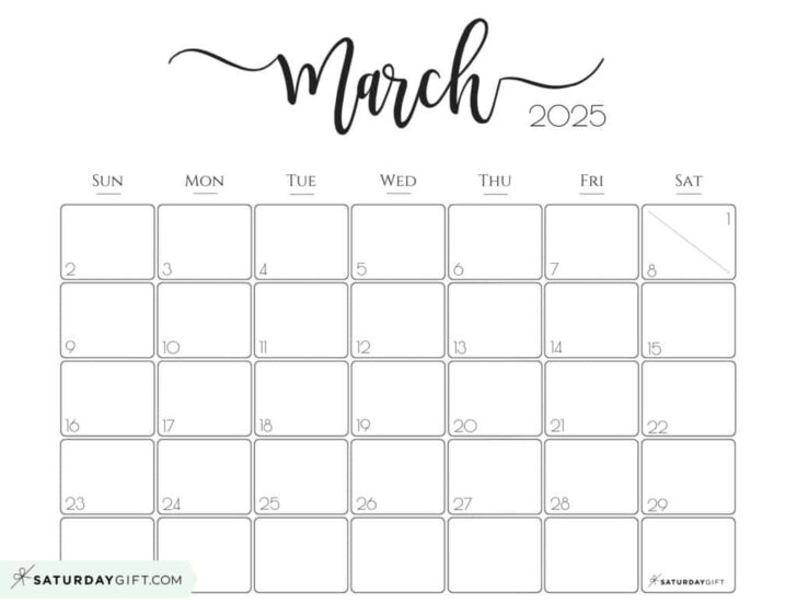 Free 2025 Printable Calendar by Month