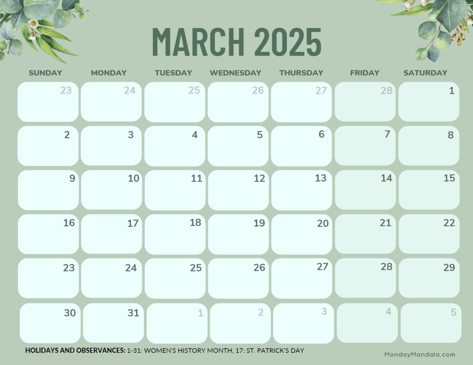 March 2025 Free Printable Calendar | Printable Calendars