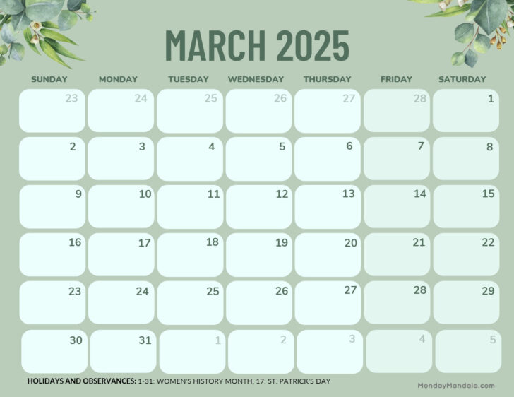 March 2025 Printable Calendar