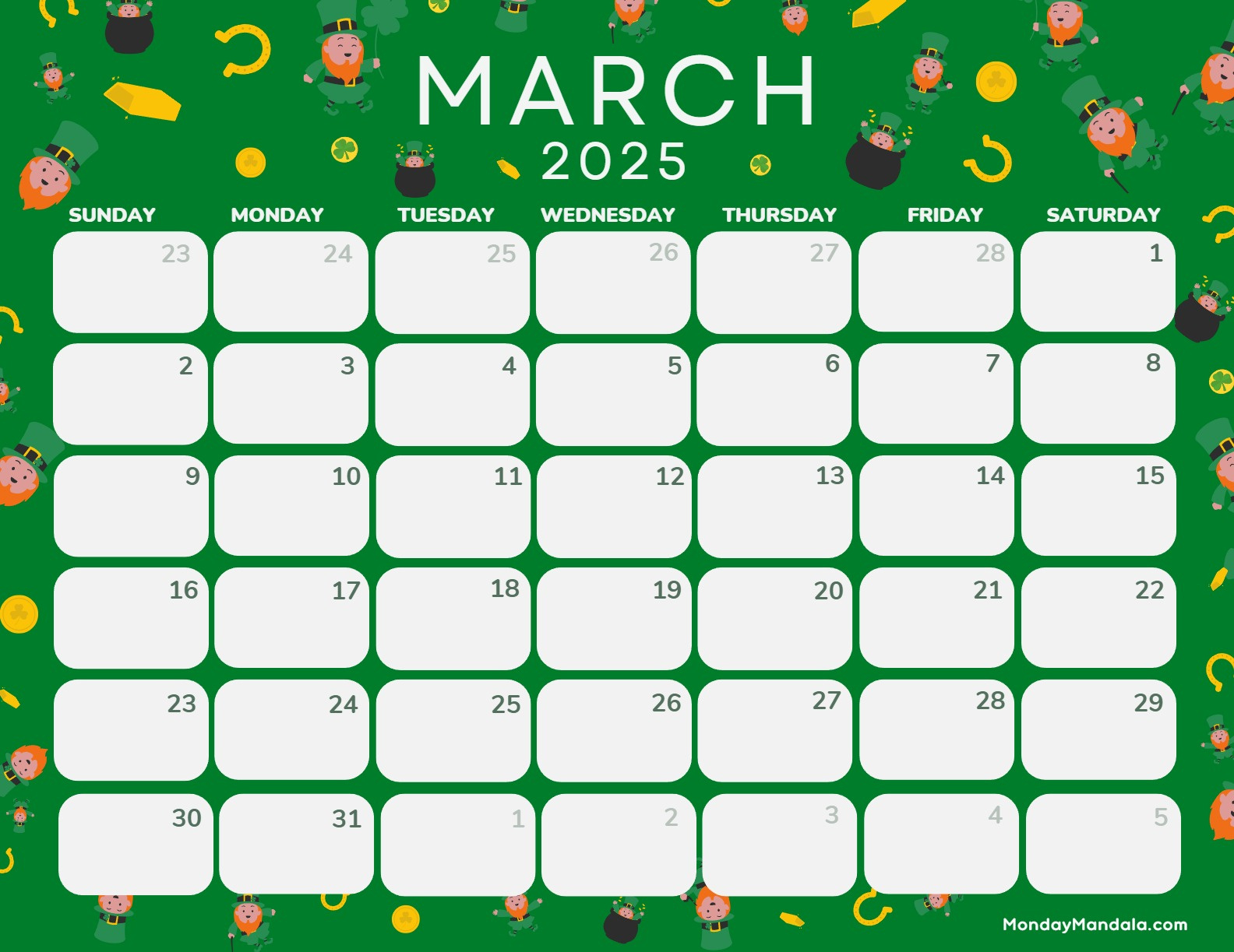 March 2025 Calendar (52 Free Pdf Printables) pertaining to Free March 2025 Printable Calendar