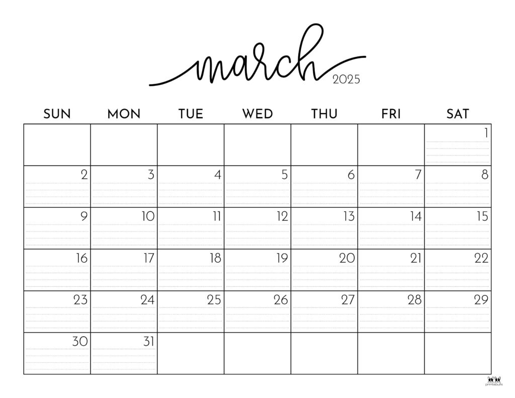 March 2025 Calendars - 107 Free Printables | Printabulls for February And March 2025 Calendar Printable