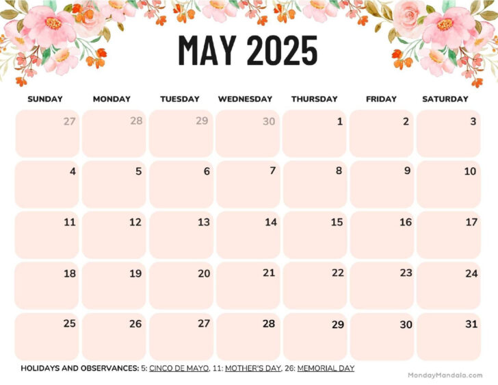 May 2025 Calendar Free Printable