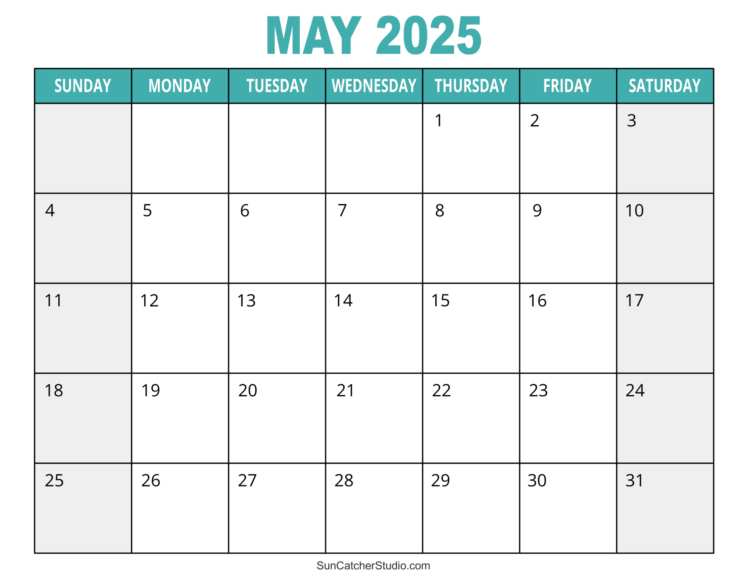 May 2025 Calendar (Free Printable) – Diy Projects, Patterns inside Calendar 2025 Printable Monthly