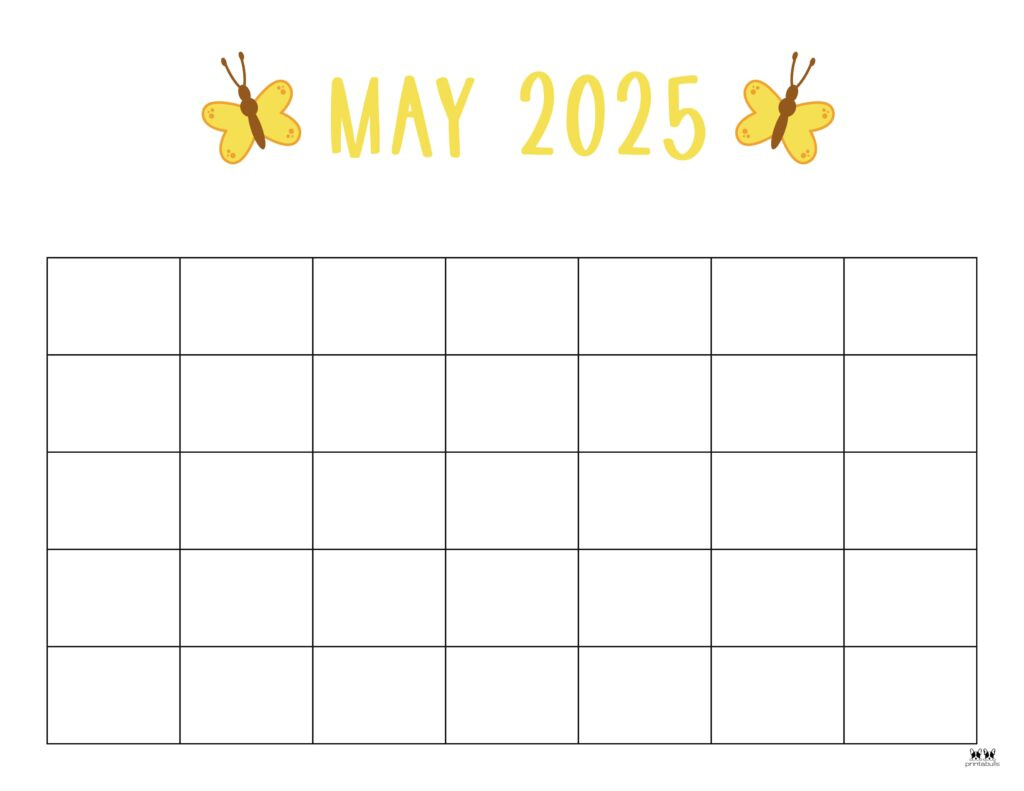 May 2025 Calendars - 107 Free Printables | Printabulls in Blank May 2025 Calendar Printable