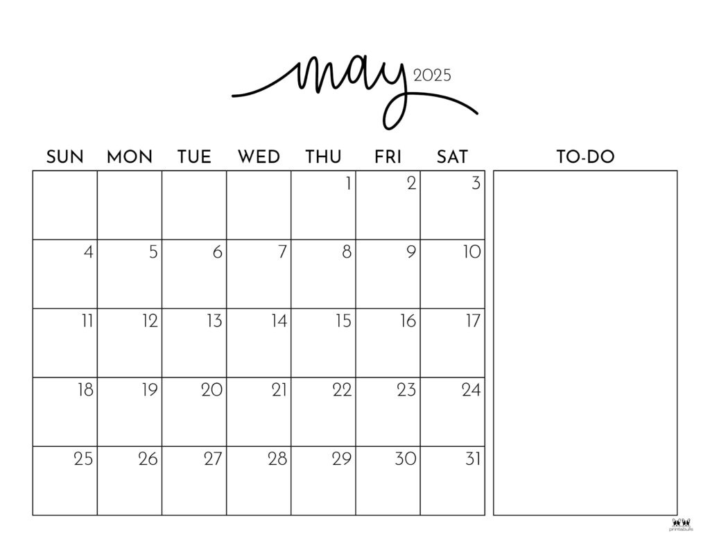 May 2025 Calendars - 107 Free Printables | Printabulls in May Calendar 2025 Printable