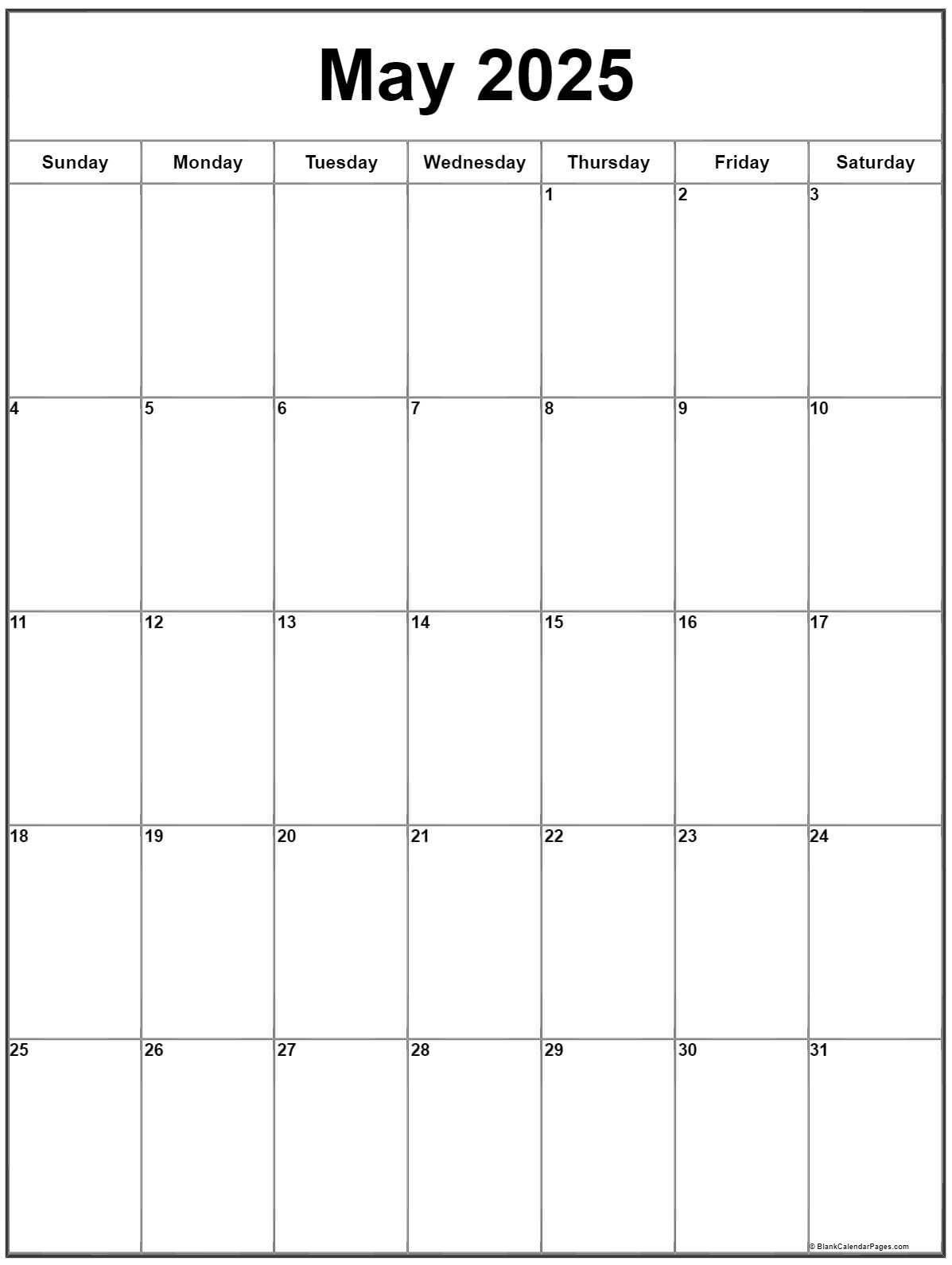 May 2025 Vertical Calendar | Portrait regarding May 2025 Calendar Printable Vertical