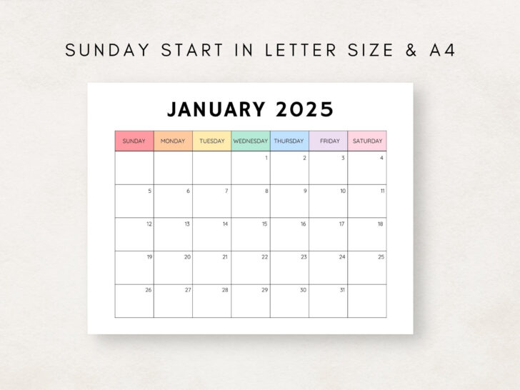 2025 Calendar 2025 Printable Monthly